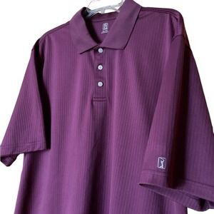 PGA‎ Tour Men's  Polo Shirt Ribbed Golf Casual XL Maroon Active